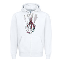 White arcade fire hand Zipper Hoodie - artisFamous