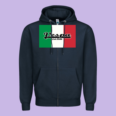 Vespa Motorcycle Zipper Hoodie Designed By Artisfamous