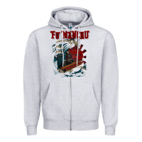 Heather Grey fu manchu Zipper Hoodie - artisFamous