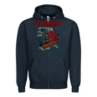 Navy fu manchu Zipper Hoodie - artisFamous