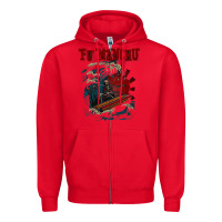 Red fu manchu Zipper Hoodie - artisFamous