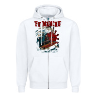 White fu manchu Zipper Hoodie - artisFamous
