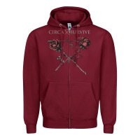 Burgundy Circa Survive Zipper Hoodie - artisFamous
