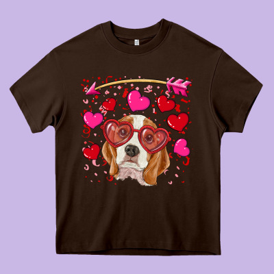 Valentines Day  Beagle Heavy Core Tee Designed By Ranaportraitstore