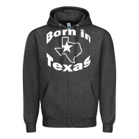Charcoal Heather born in texas Zipper Hoodie - artisFamous