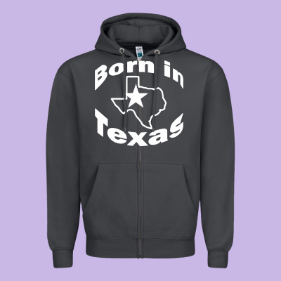 Born In Texas Zipper Hoodie Designed By Artisfamous