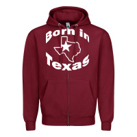 Burgundy born in texas Zipper Hoodie - artisFamous