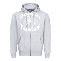 Heather Grey born in texas Zipper Hoodie - artisFamous