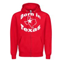 Red born in texas Zipper Hoodie - artisFamous