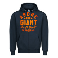 Navy andre the giant 8th wonder of the world Zipper Hoodie - artisFamous