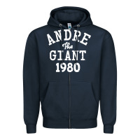 Navy andre the giant 1980 Zipper Hoodie - artisFamous