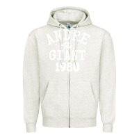 Oatmeal Heather andre the giant 1980 Zipper Hoodie - artisFamous