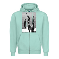 Seafoam black power black fist 1968 olympics Zipper Hoodie - artisFamous