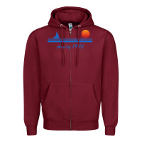 Burgundy amity island 1975 Zipper Hoodie - artisFamous