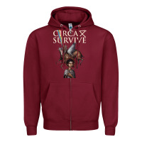 Burgundy Circa Survive Zipper Hoodie - artisFamous