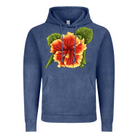 Hawaiian Hibiscus Flower Illustrations Vintage Hoodie | Teevron
