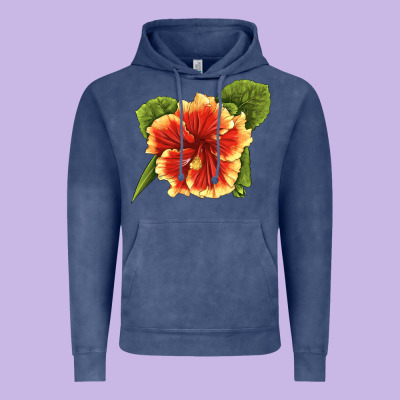 Hawaiian Hibiscus Flower Illustrations Vintage Hoodie Designed By Lillyallendesigns