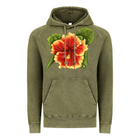 Vintage Olive Hawaiian Hibiscus Flower Illustrations Vintage Hoodie - LillyAllenDesigns