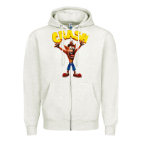 Oatmeal Heather crash bandicoot Zipper Hoodie - artisFamous
