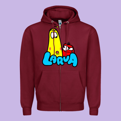Larva Cartoon Zipper Hoodie Designed By Artisfamous