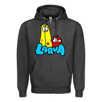 Charcoal Heather larva cartoon Zipper Hoodie - artisFamous