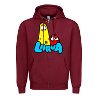 Burgundy larva cartoon Zipper Hoodie - artisFamous