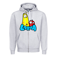 Heather Grey larva cartoon Zipper Hoodie - artisFamous