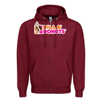 Burgundy dilla' donuts Zipper Hoodie - artisFamous
