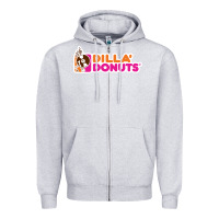 Heather Grey dilla' donuts Zipper Hoodie - artisFamous