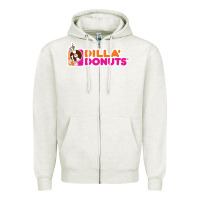 Oatmeal Heather dilla' donuts Zipper Hoodie - artisFamous