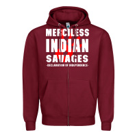 Burgundy merciless indian savages Zipper Hoodie - artisFamous