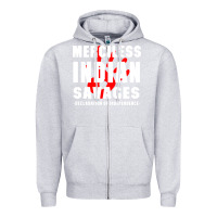 Heather Grey merciless indian savages Zipper Hoodie - artisFamous