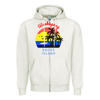 Oatmeal Heather weekapaug, rhode island sunset Zipper Hoodie - artisFamous