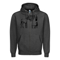 Charcoal Heather Banksy Zebra Zipper Hoodie - artisFamous