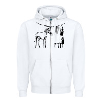 White Banksy Zebra Zipper Hoodie - artisFamous
