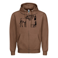 Chestnut Banksy Zebra Zipper Hoodie - artisFamous