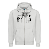 Dove Grey Banksy Zebra Zipper Hoodie - artisFamous