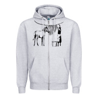 Heather Grey Banksy Zebra Zipper Hoodie - artisFamous