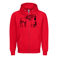 Red Banksy Zebra Zipper Hoodie - artisFamous