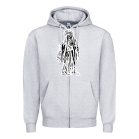 Heather Grey santa muerte blanca Zipper Hoodie - artisFamous