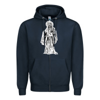 Navy santa muerte blanca Zipper Hoodie - artisFamous