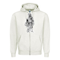 Oatmeal Heather santa muerte blanca Zipper Hoodie - artisFamous