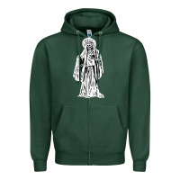 Sports Green santa muerte blanca Zipper Hoodie - artisFamous