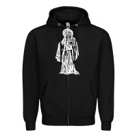 Black santa muerte blanca Zipper Hoodie - artisFamous