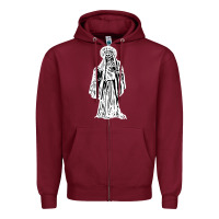 Burgundy santa muerte blanca Zipper Hoodie - artisFamous