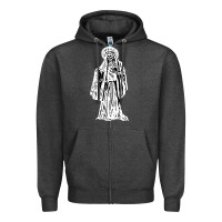 Charcoal Heather santa muerte blanca Zipper Hoodie - artisFamous