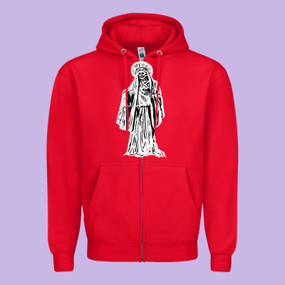 Santa Muerte Blanca Zipper Hoodie Designed By Artisfamous