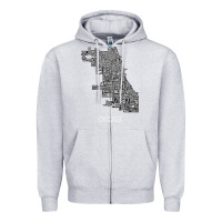 Heather Grey chicago typography neighborhood map Zipper Hoodie - artisFamous