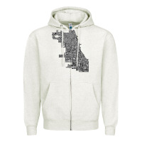 Oatmeal Heather chicago typography neighborhood map Zipper Hoodie - artisFamous