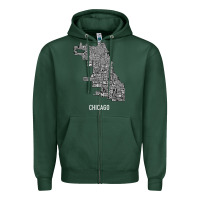 Sports Green chicago typography neighborhood map Zipper Hoodie - artisFamous